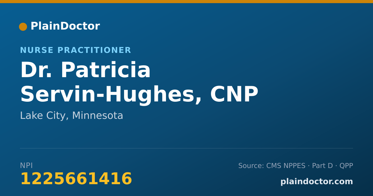 Shareable card for Patricia Servin-Hughes, CNP - Nurse Practitioner, Lake City, MN