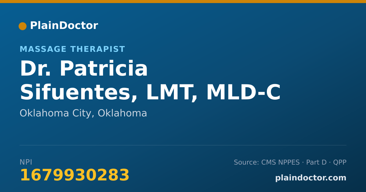 Shareable card for Patricia Sifuentes, LMT, MLD-C - Massage Therapist, Oklahoma City, OK