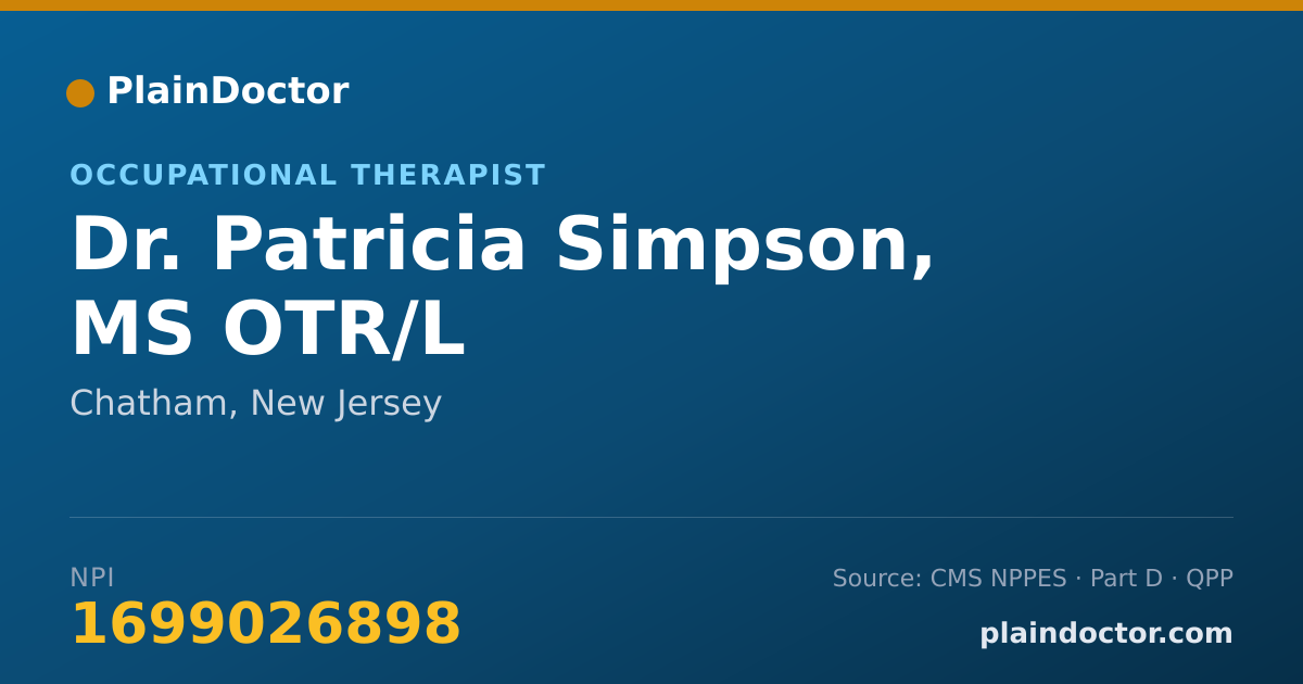 Shareable card for Patricia Simpson, MS OTR/L - Occupational Therapist, Chatham, NJ
