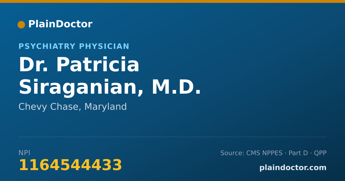 Shareable card for Patricia Siraganian, M.D. - Psychiatry Physician, Chevy Chase, MD
