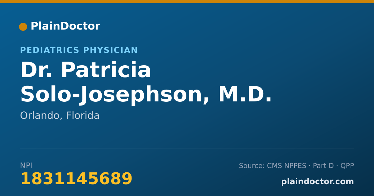 Shareable card for Patricia Solo-Josephson, M.D. - Pediatrics Physician, Orlando, FL
