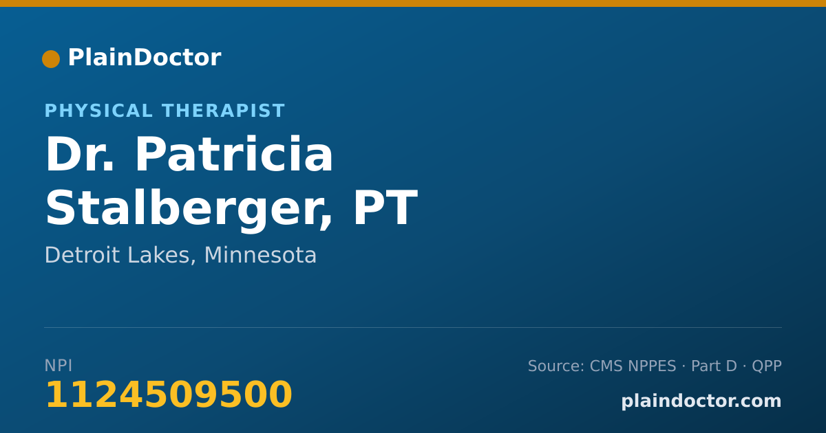 Shareable card for Patricia Stalberger, PT - Physical Therapist, Detroit Lakes, MN