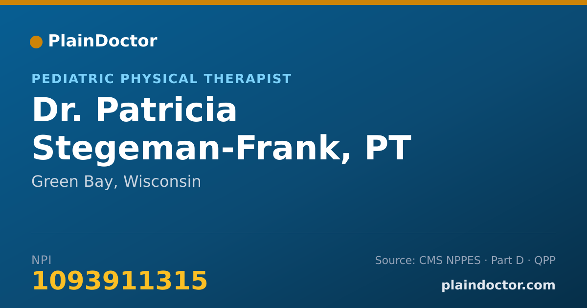 Shareable card for Patricia Stegeman-Frank, PT - Pediatric Physical Therapist, Green Bay, WI