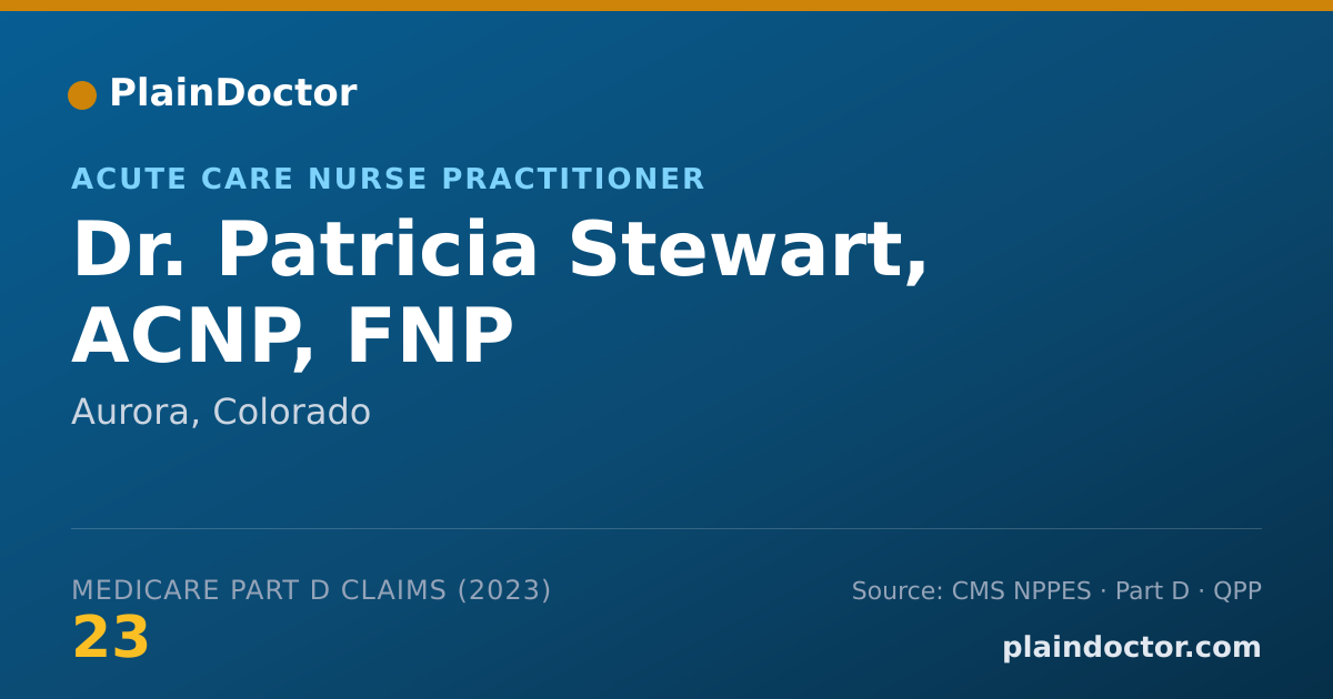 Shareable card for Patricia Stewart, ACNP, FNP - Acute Care Nurse Practitioner, Aurora, CO
