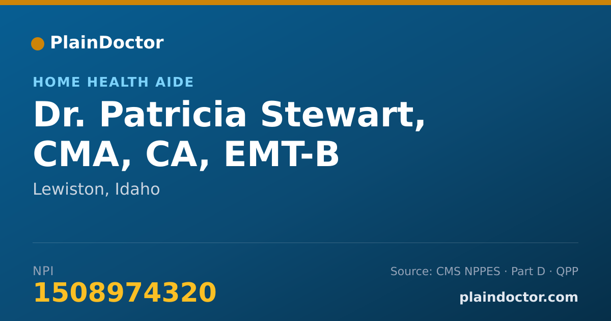 Shareable card for Patricia Stewart, CMA, CA, EMT-B - Home Health Aide, Lewiston, ID