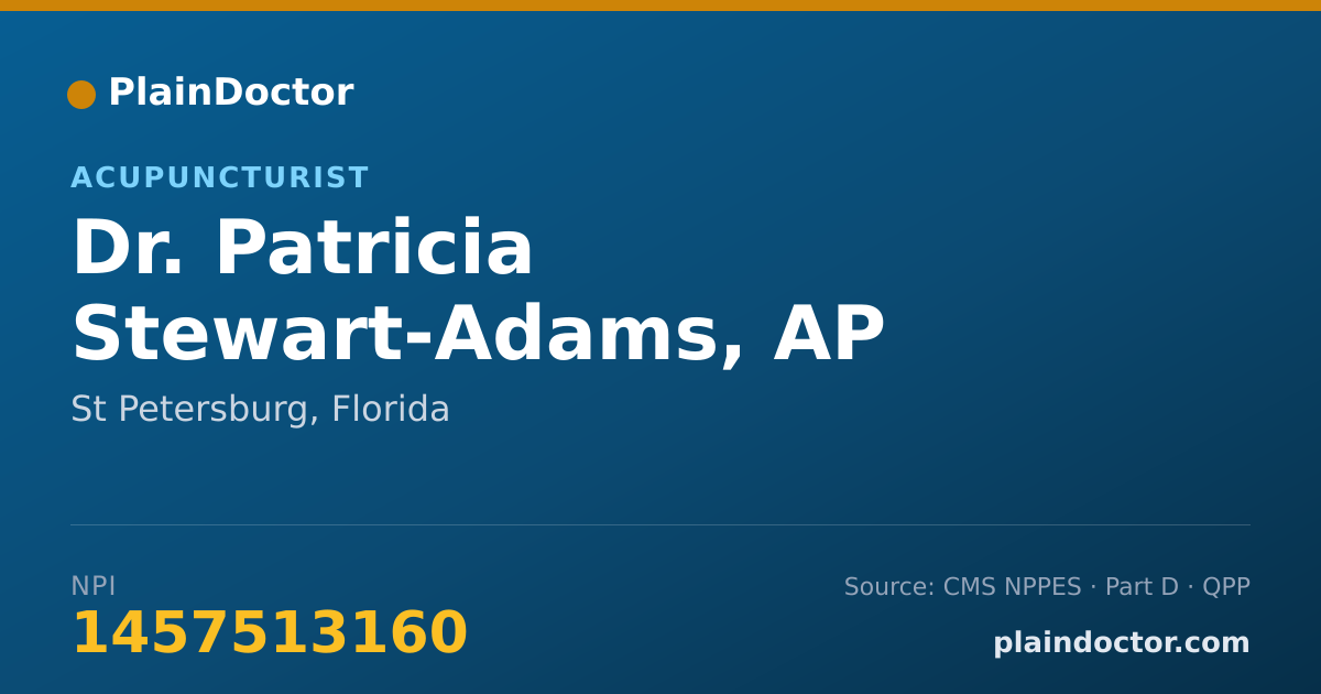 Shareable card for Patricia Stewart-Adams, AP - Acupuncturist, St Petersburg, FL