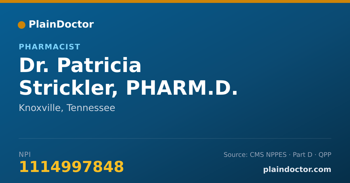 Shareable card for Patricia Strickler, PHARM.D. - Pharmacist, Knoxville, TN