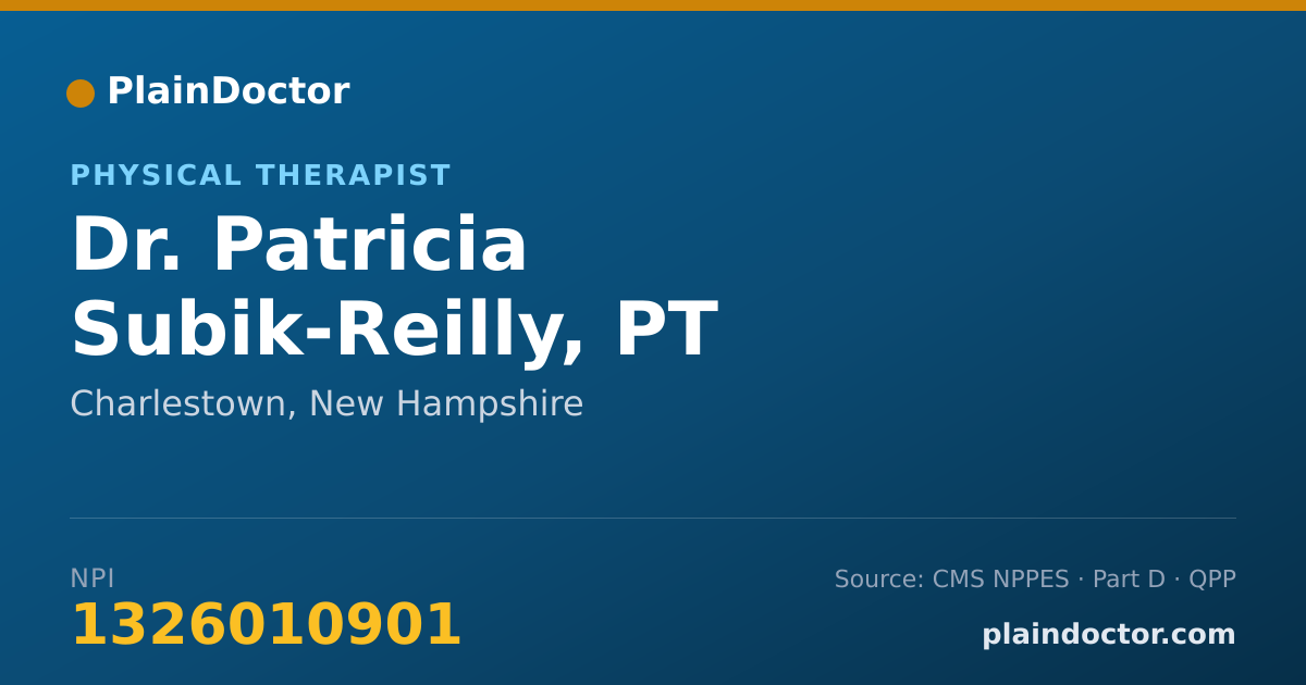 Shareable card for Patricia Subik-Reilly, PT - Physical Therapist, Charlestown, NH