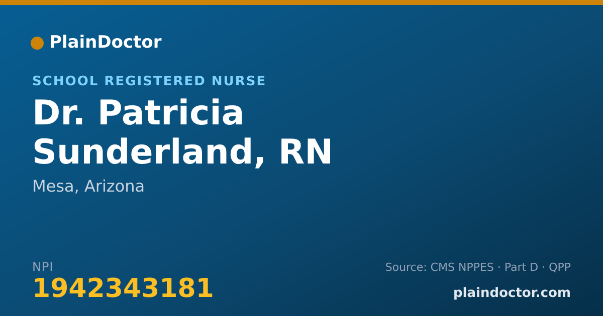 Shareable card for Patricia Sunderland, RN - School Registered Nurse, Mesa, AZ