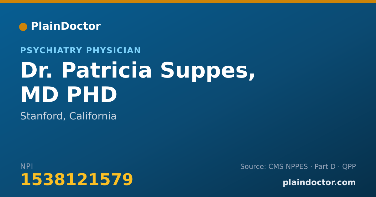 Shareable card for Patricia Suppes, MD PHD - Psychiatry Physician, Stanford, CA