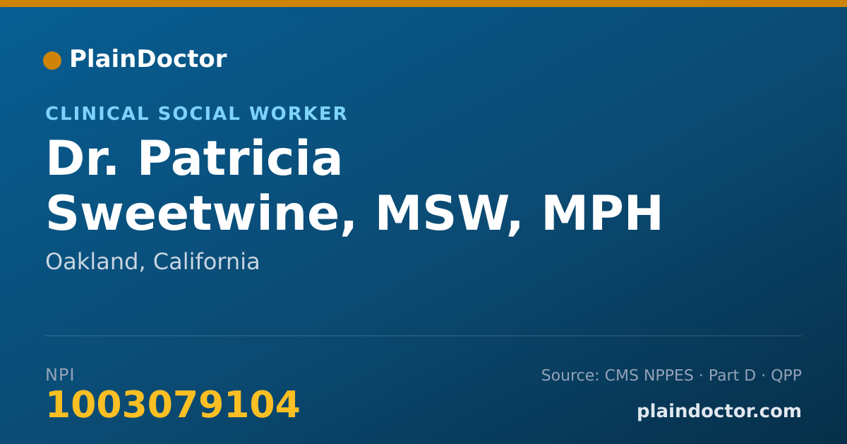 Shareable card for Patricia Sweetwine, MSW, MPH - Clinical Social Worker, Oakland, CA