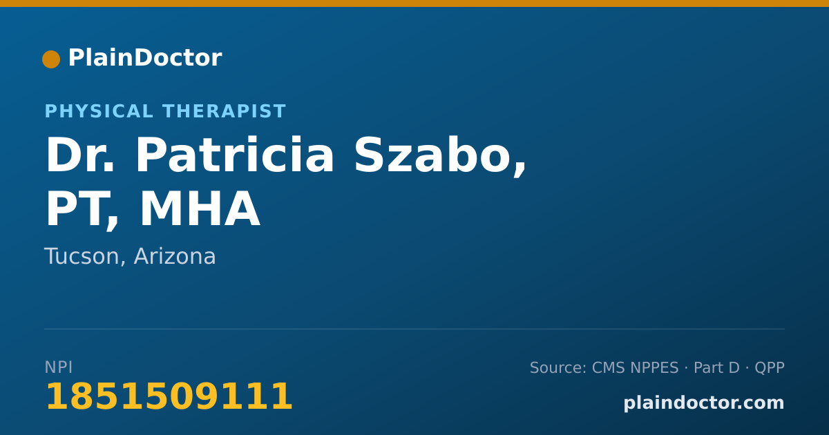 Shareable card for Patricia Szabo, PT, MHA - Physical Therapist, Tucson, AZ