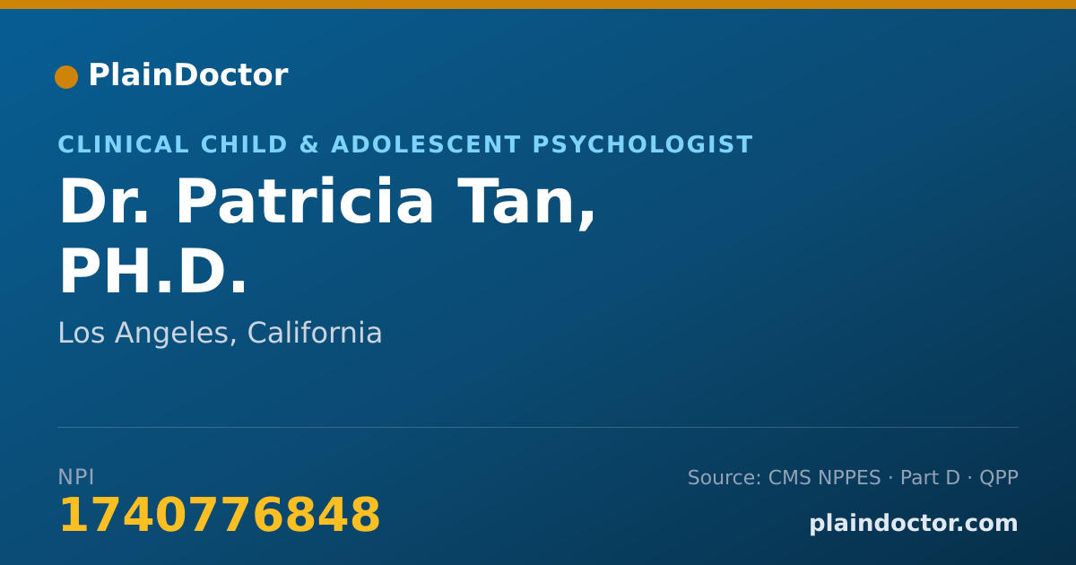 Shareable card for Patricia Tan, PH.D. - Clinical Child & Adolescent Psychologist, Los Angeles, CA