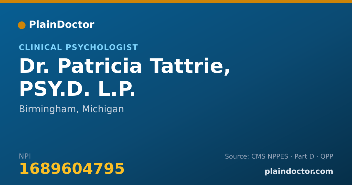 Shareable card for Patricia Tattrie, PSY.D. L.P. - Clinical Psychologist, Birmingham, MI