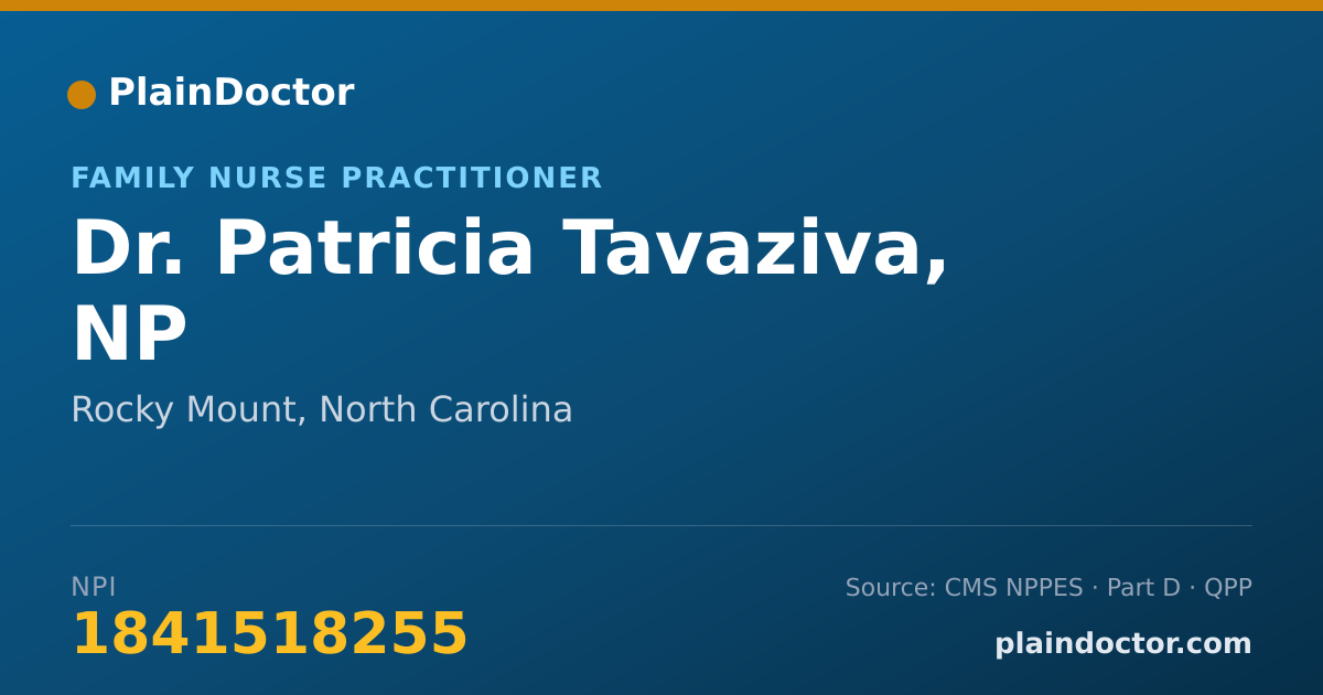 Shareable card for Patricia Tavaziva, NP - Family Nurse Practitioner, Rocky Mount, NC