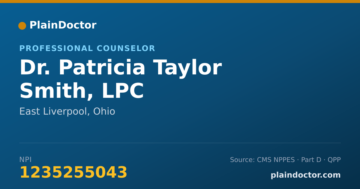 Shareable card for Patricia Taylor Smith, LPC - Professional Counselor, East Liverpool, OH