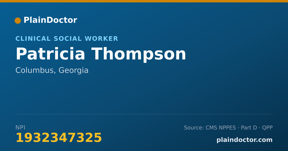 Shareable card for Patricia Thompson - Clinical Social Worker, Columbus, GA