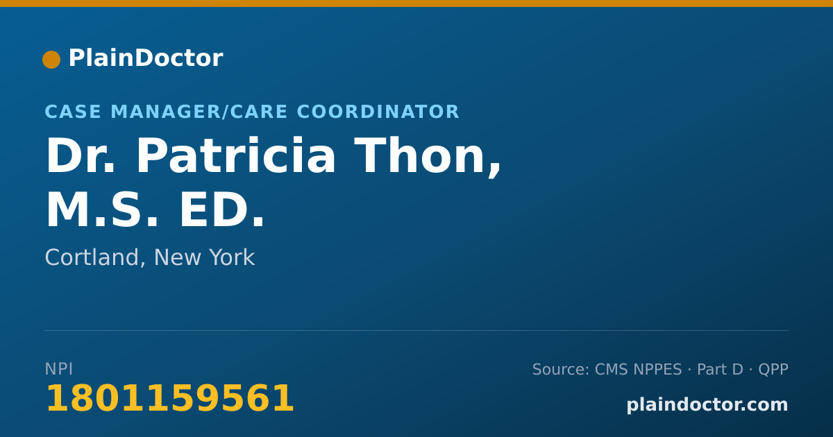 Shareable card for Patricia Thon, M.S. ED. - Case Manager/Care Coordinator, Cortland, NY