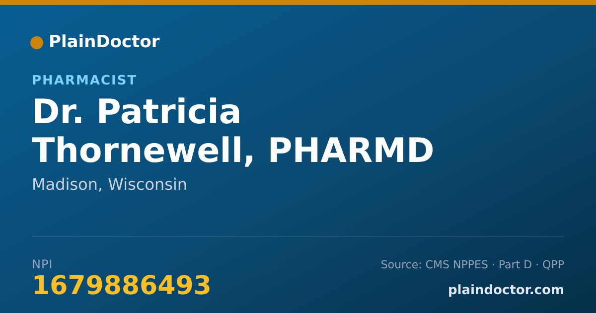 Shareable card for Patricia Thornewell, PHARMD - Pharmacist, Madison, WI