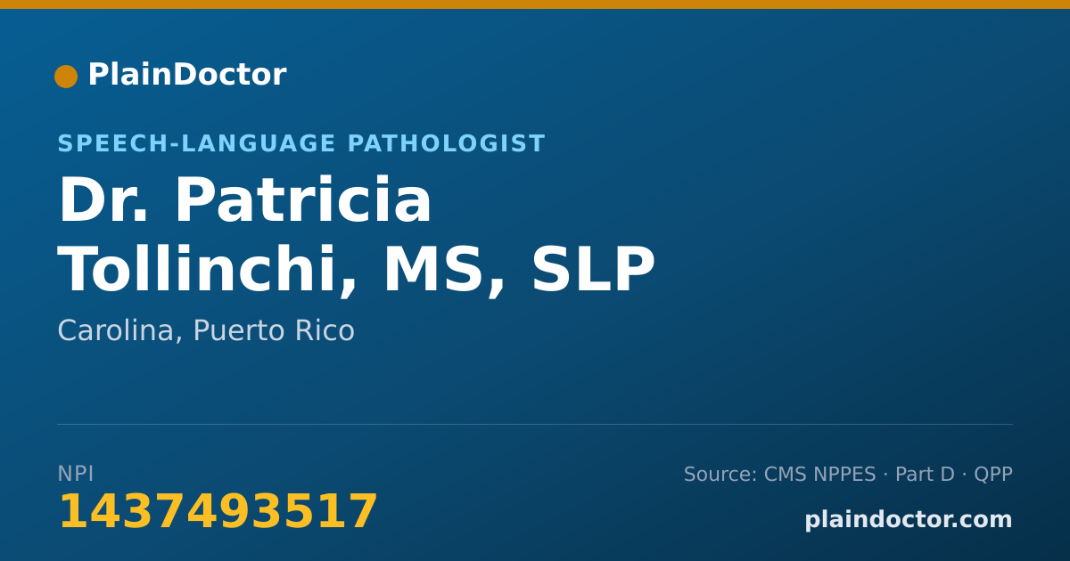 Shareable card for Patricia Tollinchi, MS, SLP - Speech-Language Pathologist, Carolina, PR