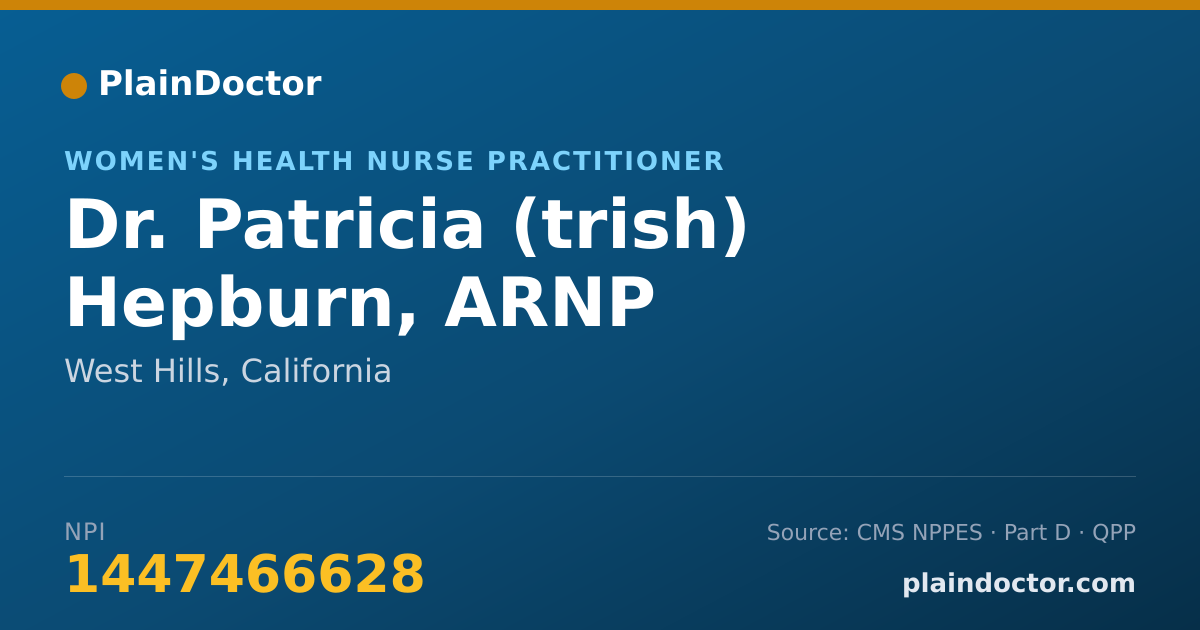 Shareable card for Patricia (trish) Hepburn, ARNP - Women's Health Nurse Practitioner, West Hills, CA