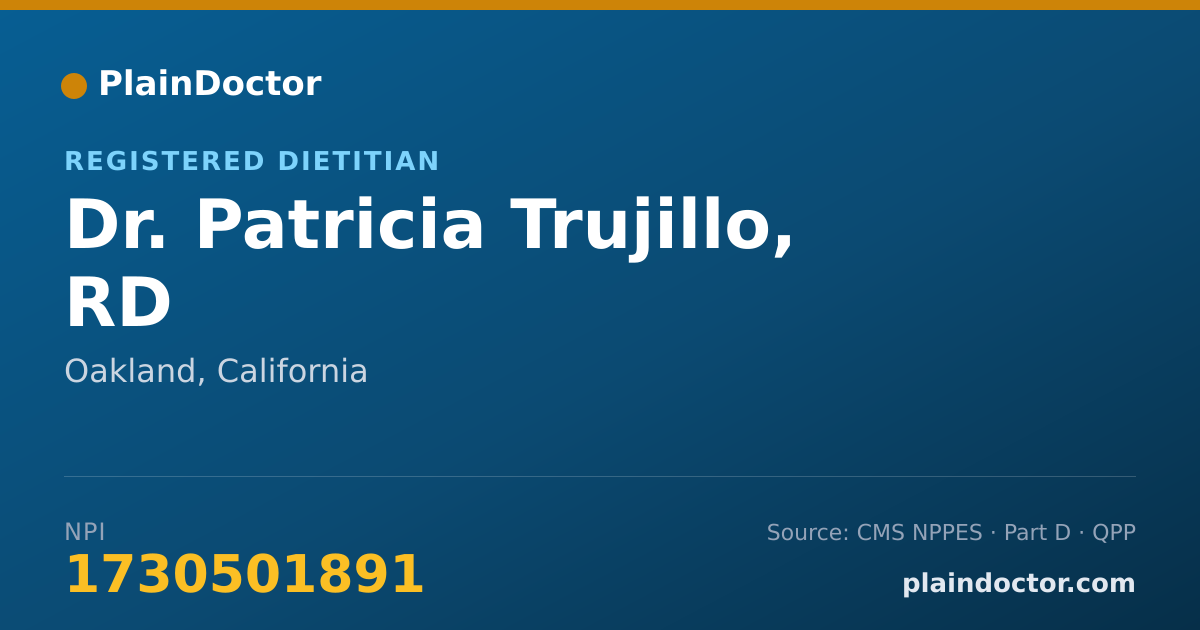 Shareable card for Patricia Trujillo, RD - Registered Dietitian, Oakland, CA