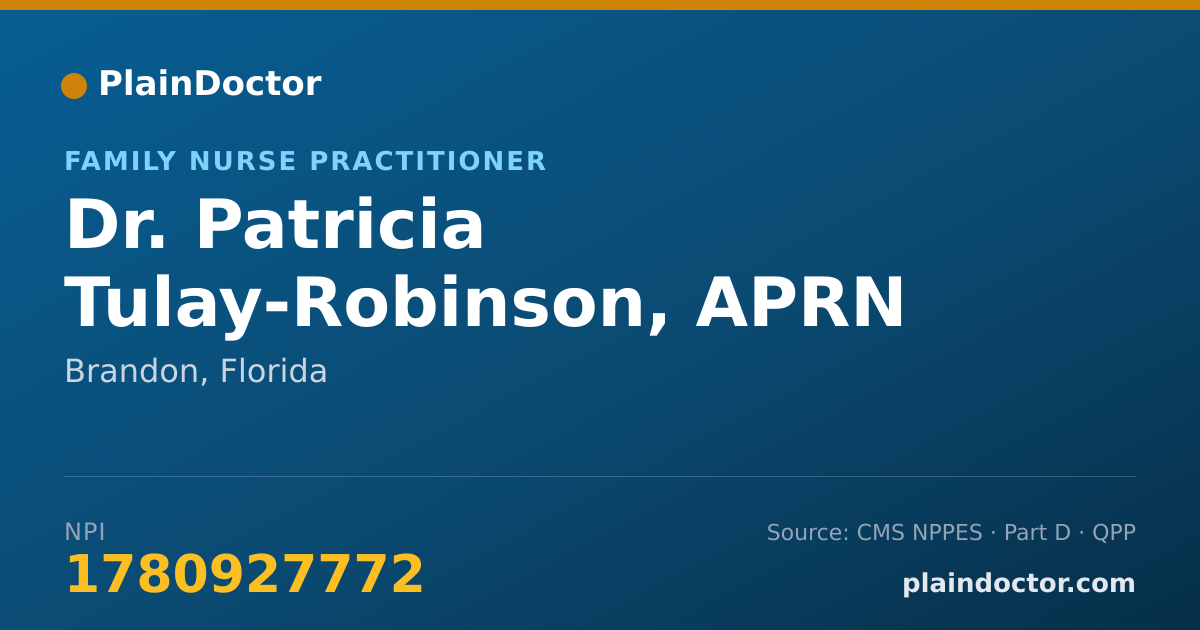 Shareable card for Patricia Tulay-Robinson, APRN - Family Nurse Practitioner, Brandon, FL