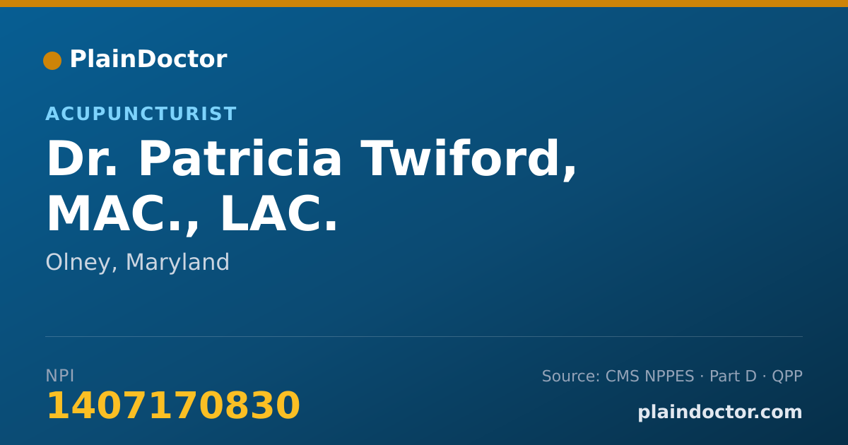 Shareable card for Patricia Twiford, MAC., LAC. - Acupuncturist, Olney, MD