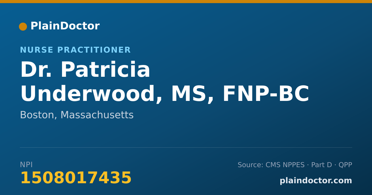 Shareable card for Patricia Underwood, MS, FNP-BC - Nurse Practitioner, Boston, MA