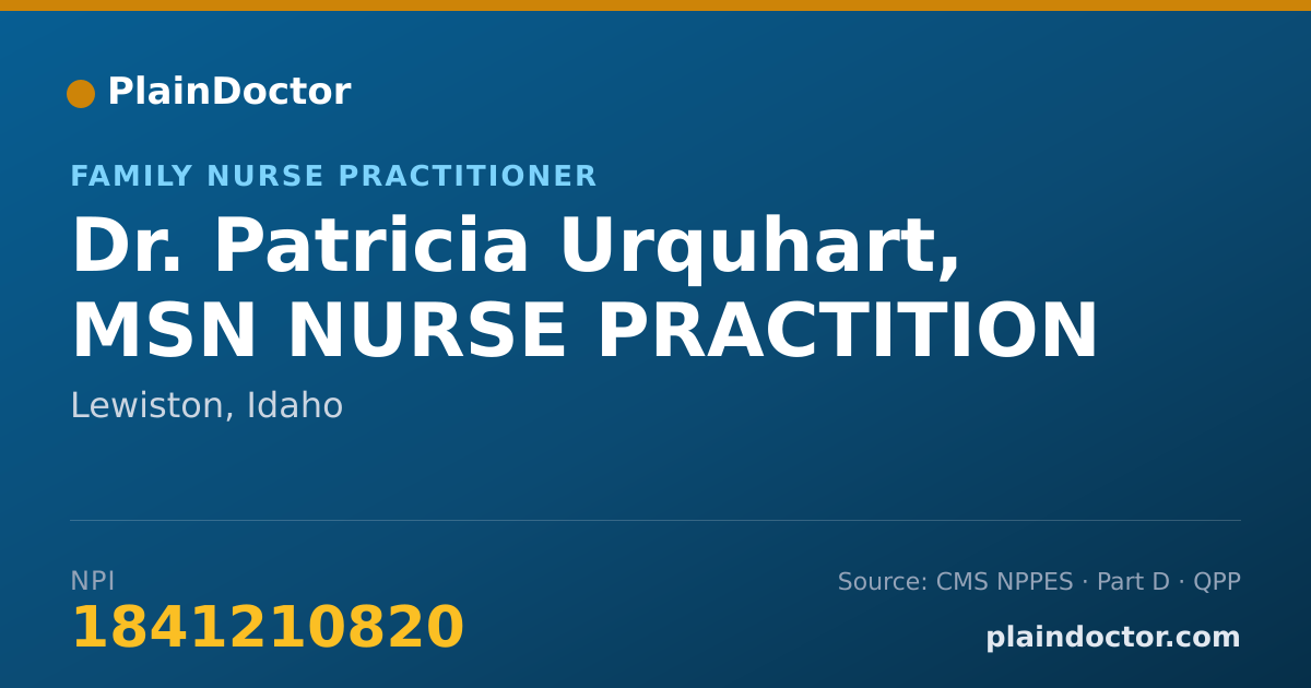 Shareable card for Patricia Urquhart, MSN NURSE PRACTITION - Family Nurse Practitioner, Lewiston, ID