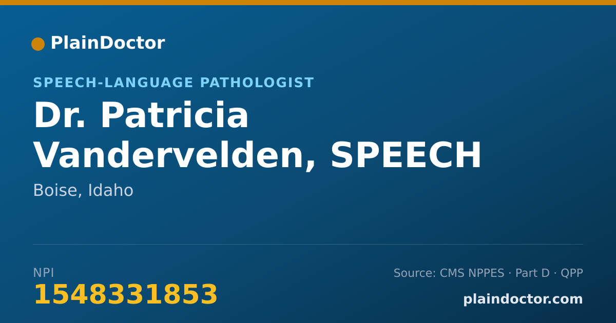 Shareable card for Patricia Vandervelden, SPEECH THERAPIST - Speech-Language Pathologist, Boise, ID