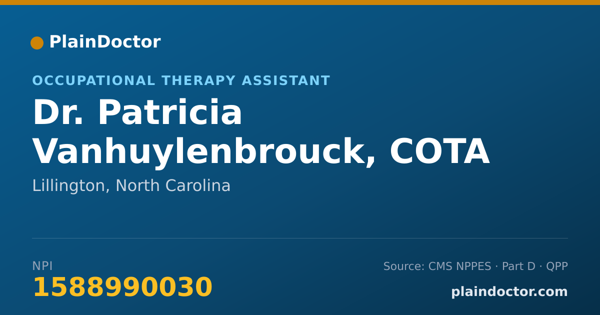 Shareable card for Patricia Vanhuylenbrouck, COTA - Occupational Therapy Assistant, Lillington, NC