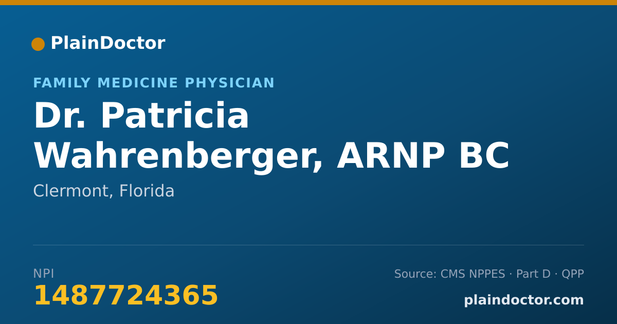 Shareable card for Patricia Wahrenberger, ARNP BC - Family Medicine Physician, Clermont, FL