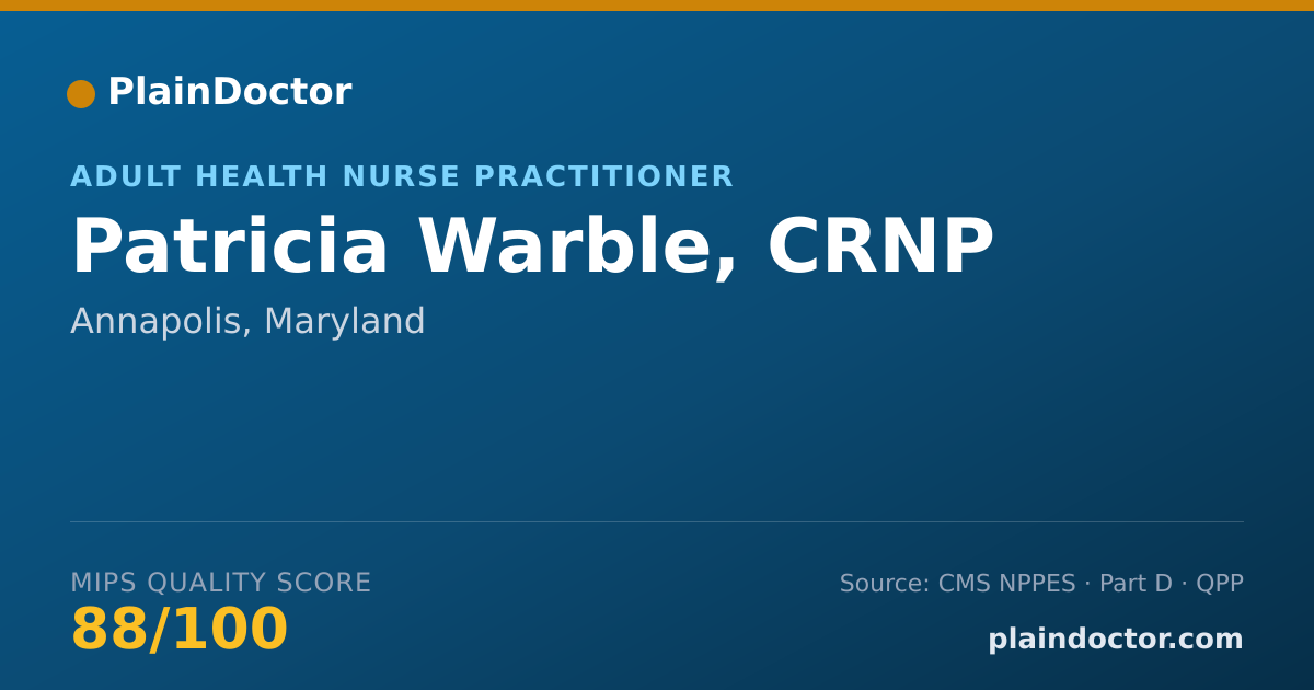 Shareable card for Patricia Warble, CRNP - Adult Health Nurse Practitioner, Annapolis, MD