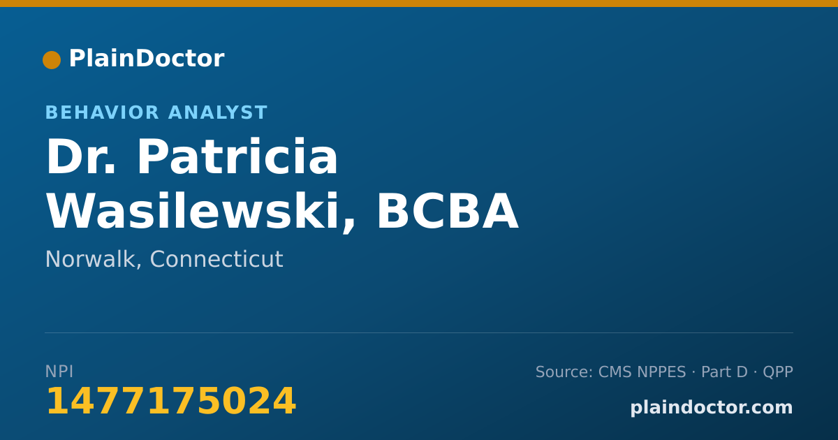 Shareable card for Patricia Wasilewski, BCBA - Behavior Analyst, Norwalk, CT