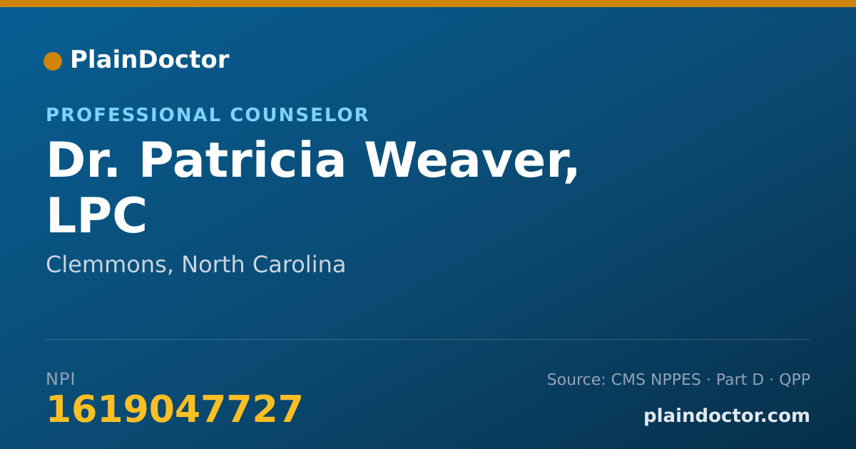 Shareable card for Patricia Weaver, LPC - Professional Counselor, Clemmons, NC