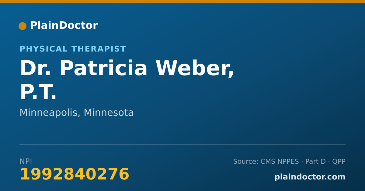 Shareable card for Patricia Weber, P.T. - Physical Therapist, Minneapolis, MN