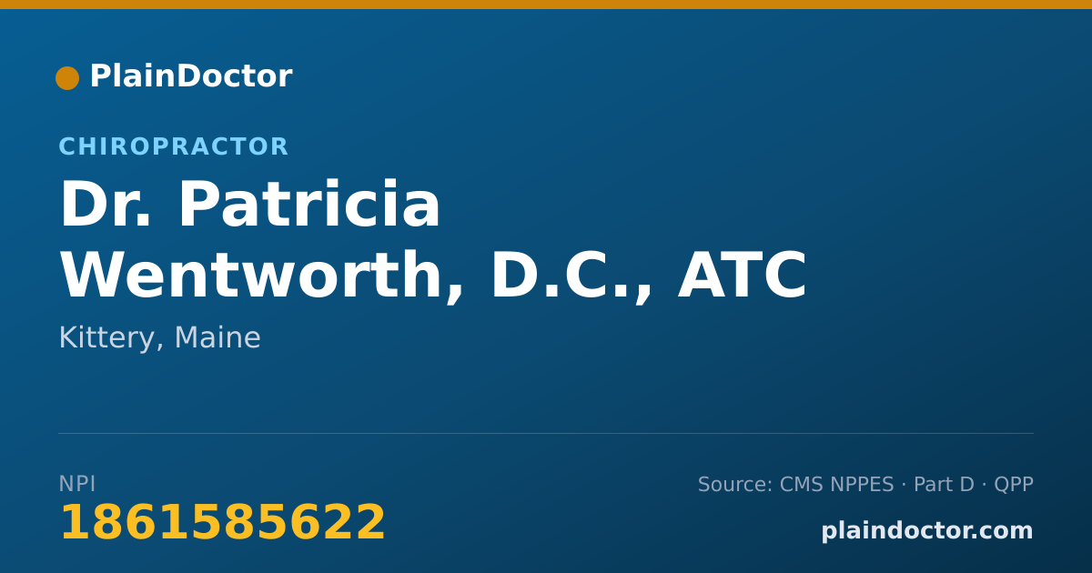 Shareable card for Patricia Wentworth, D.C., ATC - Chiropractor, Kittery, ME