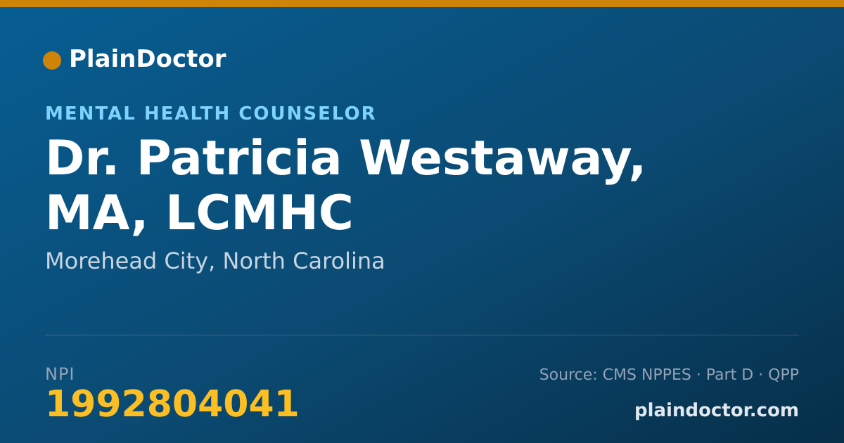 Shareable card for Patricia Westaway, MA, LCMHC - Mental Health Counselor, Morehead City, NC