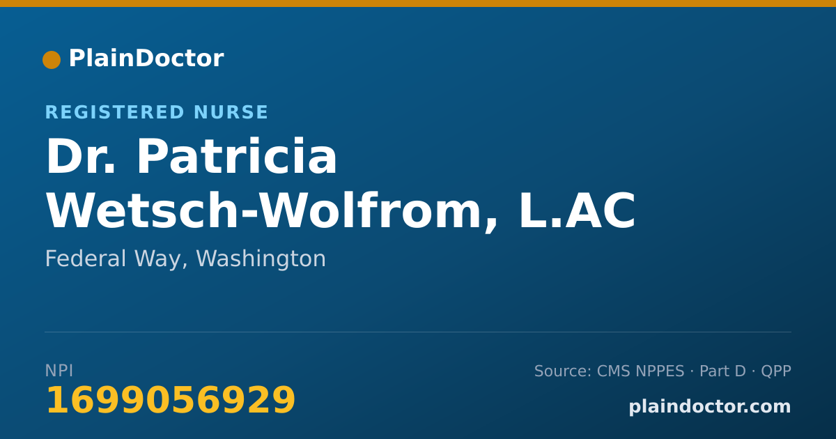 Shareable card for Patricia Wetsch-Wolfrom, L.AC - Registered Nurse, Federal Way, WA