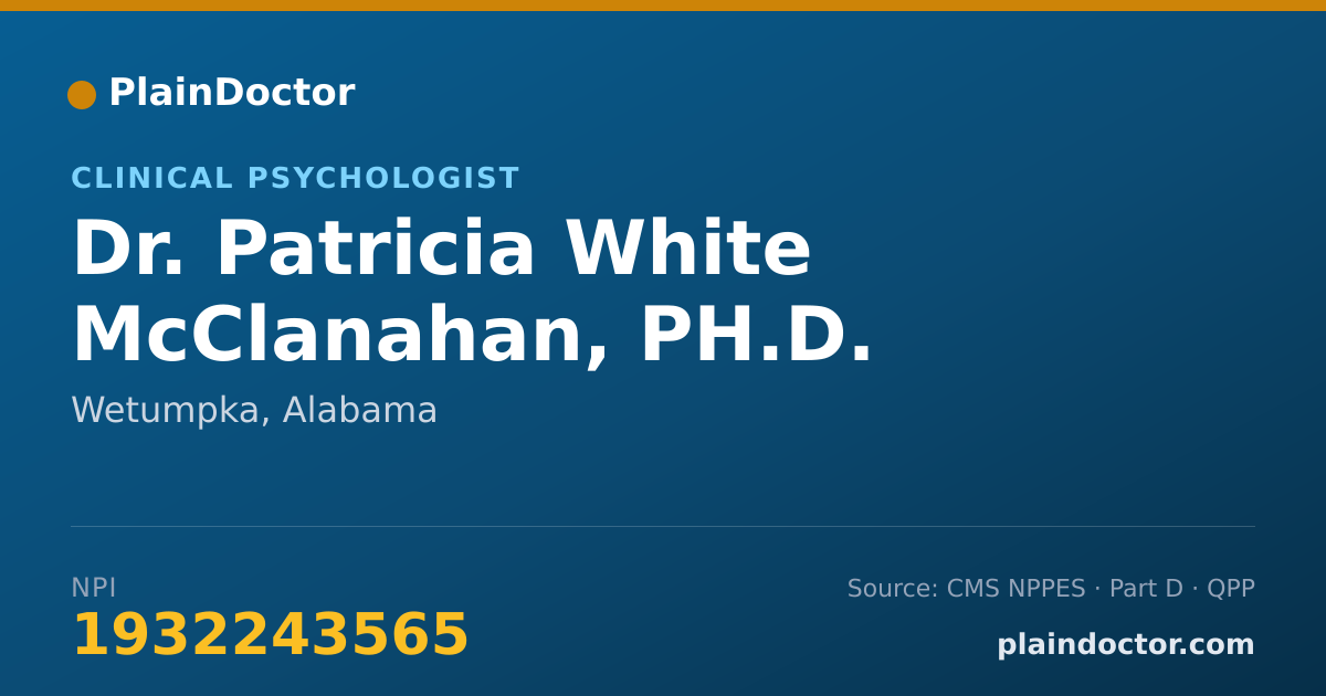 Shareable card for Patricia White McClanahan, PH.D. - Clinical Psychologist, Wetumpka, AL