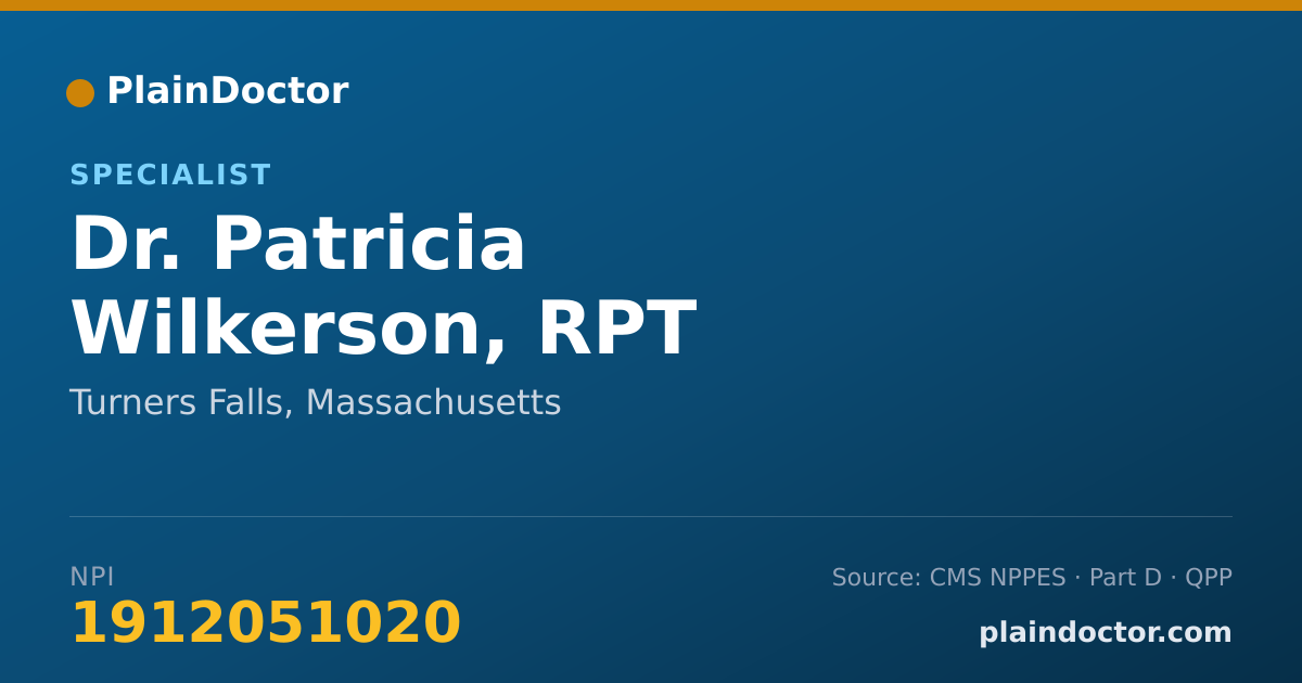 Shareable card for Patricia Wilkerson, RPT - Specialist, Turners Falls, MA