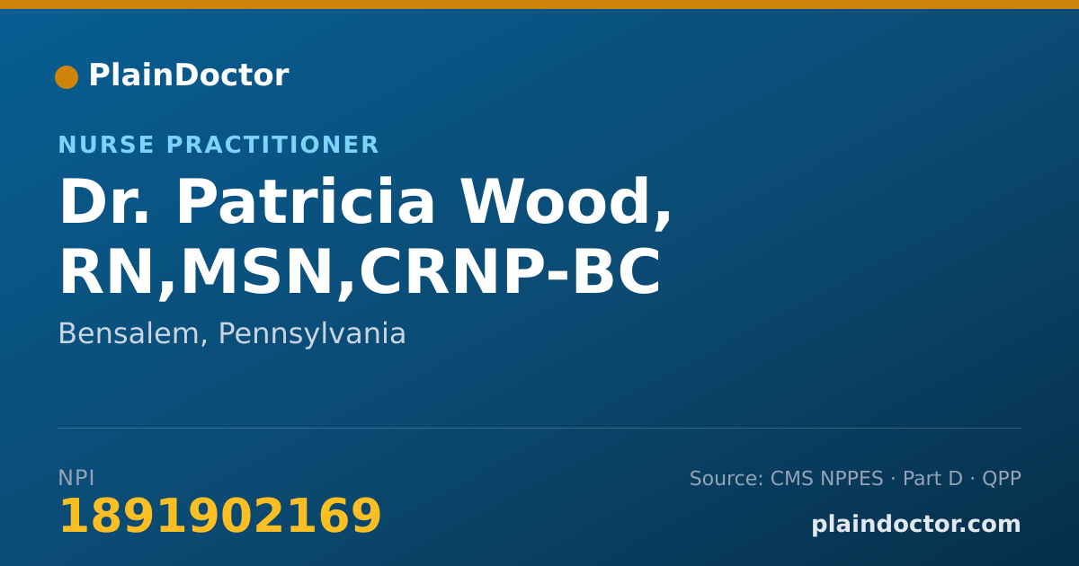 Shareable card for Patricia Wood, RN,MSN,CRNP-BC - Nurse Practitioner, Bensalem, PA