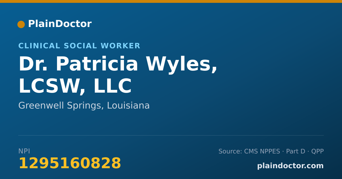 Shareable card for Patricia Wyles, LCSW, LLC - Clinical Social Worker, Greenwell Springs, LA