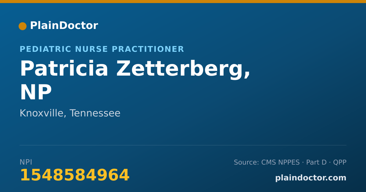 Shareable card for Patricia Zetterberg, NP - Pediatric Nurse Practitioner, Knoxville, TN