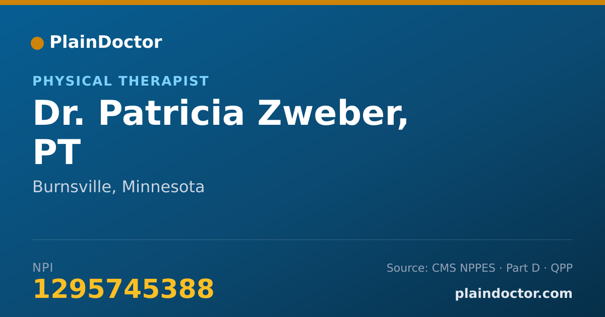 Shareable card for Patricia Zweber, PT - Physical Therapist, Burnsville, MN