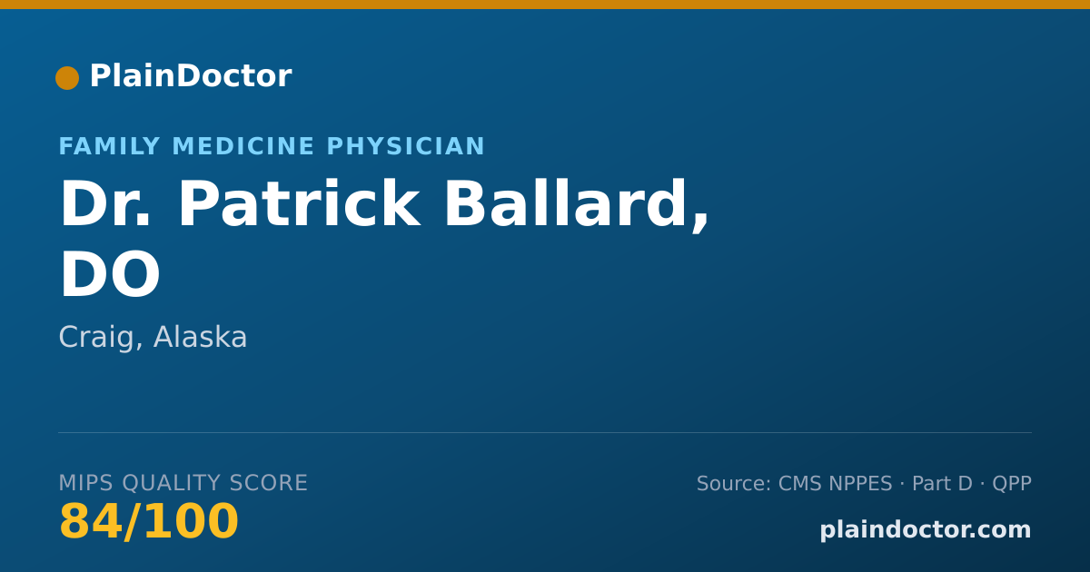 Shareable card for Patrick Ballard, DO - Family Medicine Physician, Craig, AK