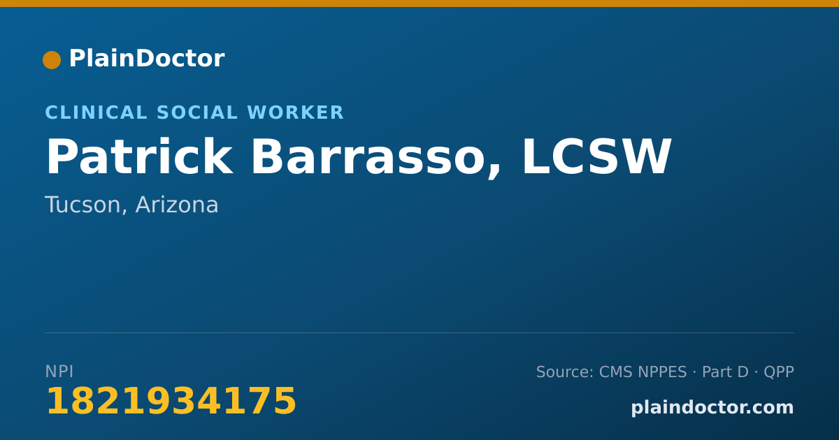 Shareable card for Patrick Barrasso, LCSW - Clinical Social Worker, Tucson, AZ
