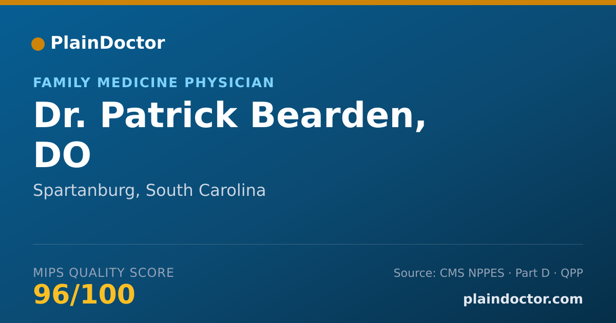 Shareable card for Patrick Bearden, DO - Family Medicine Physician, Spartanburg, SC