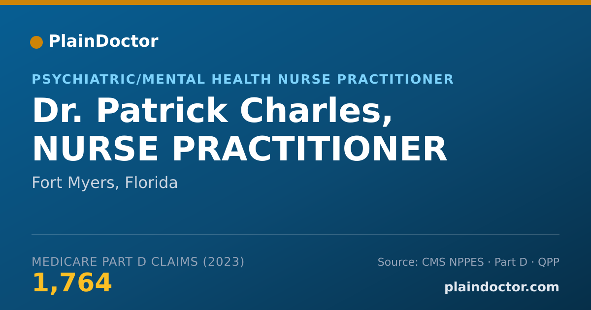 Shareable card for Patrick Charles, NURSE PRACTITIONER - Psychiatric/Mental Health Nurse Practitioner, Fort Myers, FL